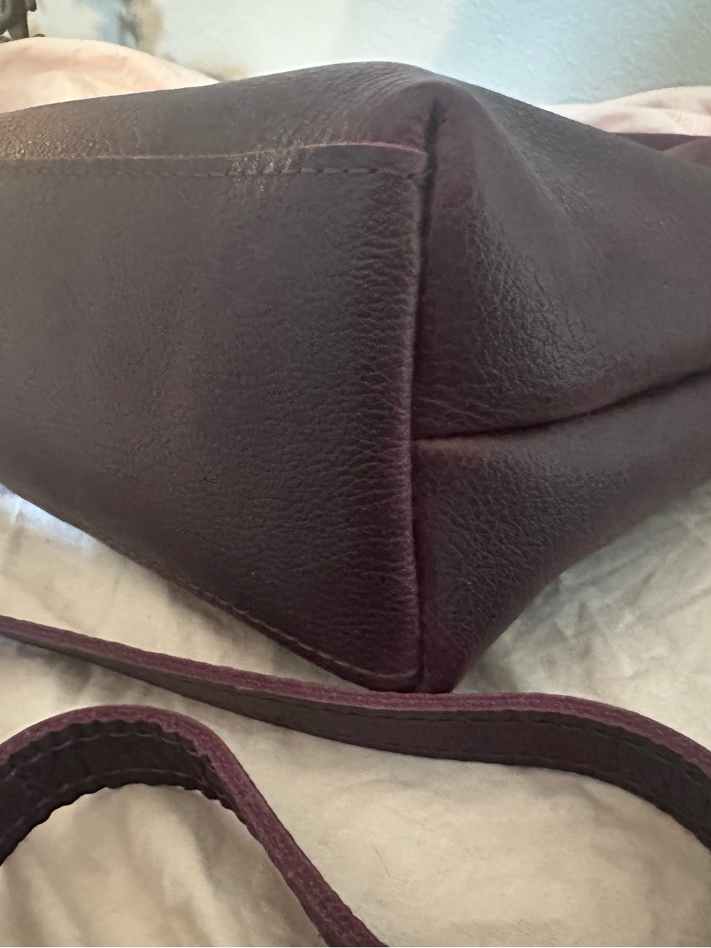Raindrop Leather tote, Portland Leather Goods, small, plum - Picture 6 of 12